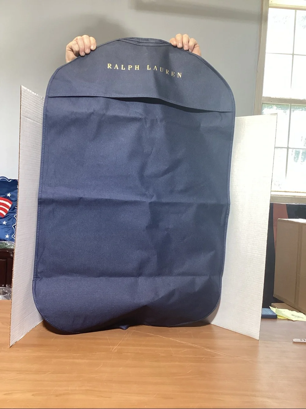 Ralph Lauren Navy Blue Garment Bag with Top Carry Handle